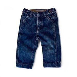 JACADI Paris Baby Jeans 12M Boys Girls Denim Pants Classic Blue Cotton